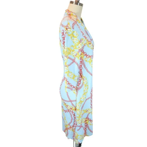 J MCLAUGHLIN Panama Chain Print Catalina Cloth Dress Size XS Preppy Stretch - Picture 2 of 7